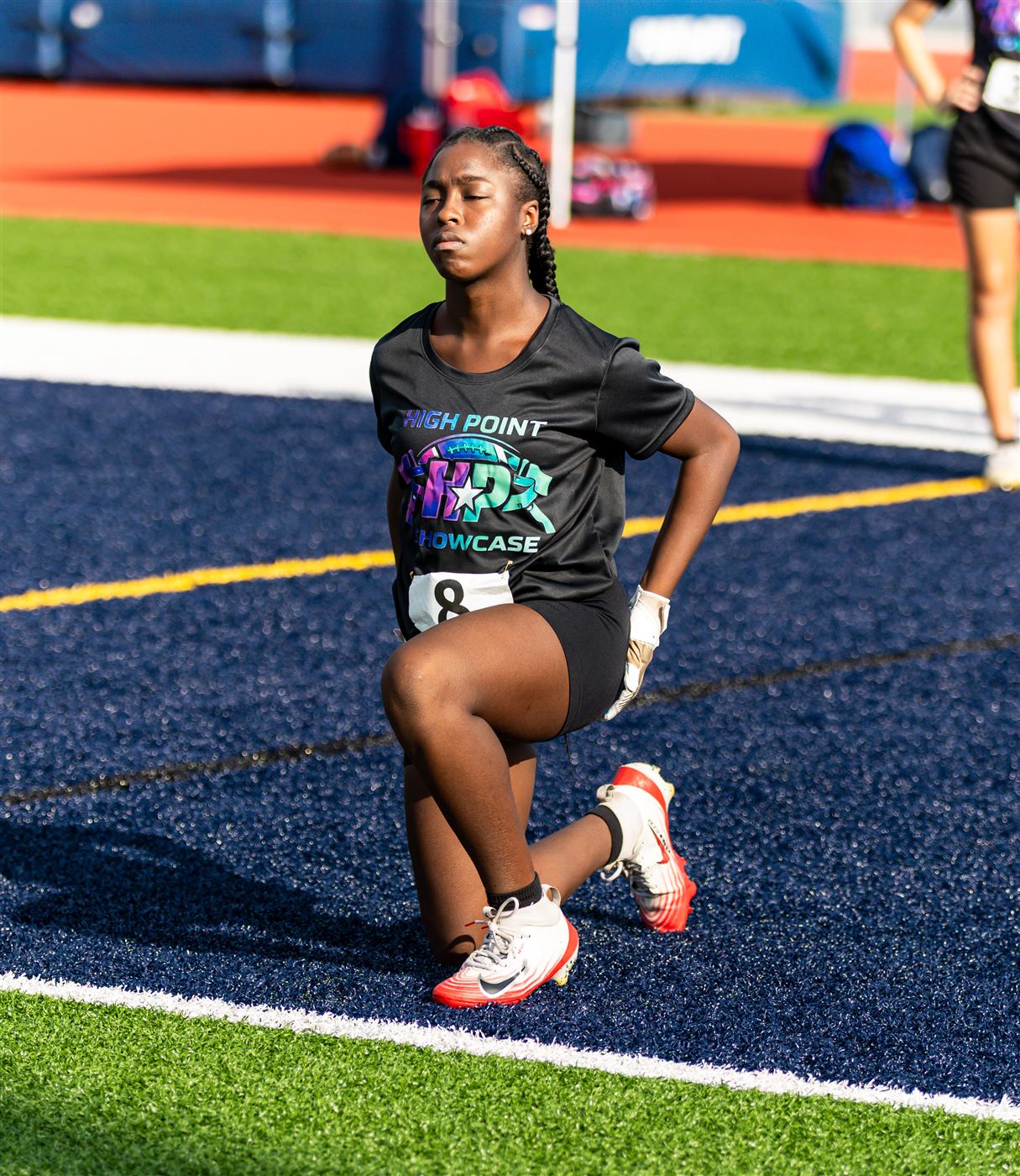 Athlete stretching before testing