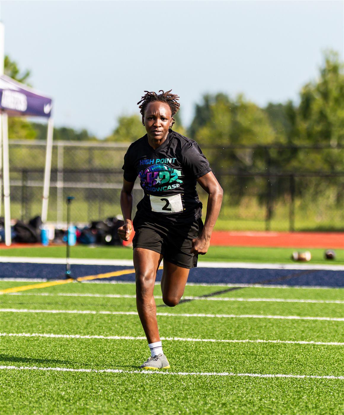 Athlete sprinting during the 40-yard dash
