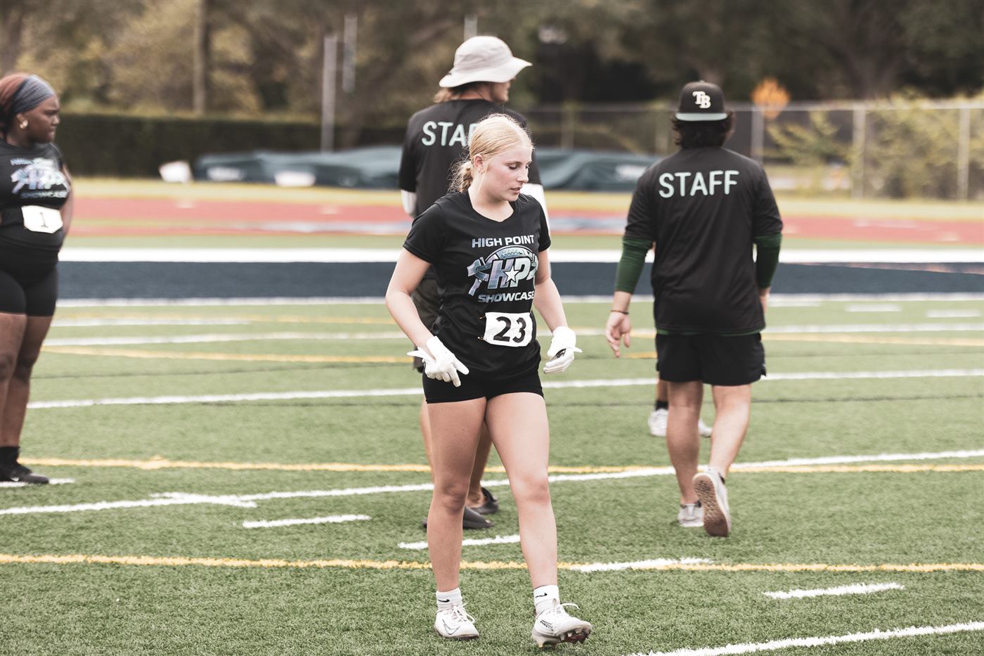 Athlete throwing during QB testing